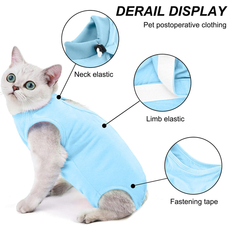 Amexo Cat Bodysuit Post-Op One-Piece for Cat Recovery Professional Recovery Suit for Cats and Dogs E-Collar Alternative Recovery Suit for Pets (Blue, M) Blue - BeesActive Australia