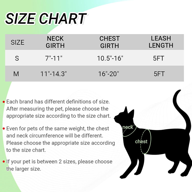 Cat Harness and Leash Set for Walking Escape Proof - Reflective Adjustable Cat Vest Harness for Small to Large Cat Puppy - Cute Mesh Breathable Soft Cat Full Body Harness M (neck:11"-14.3" chest:16"-20") Cyan - BeesActive Australia
