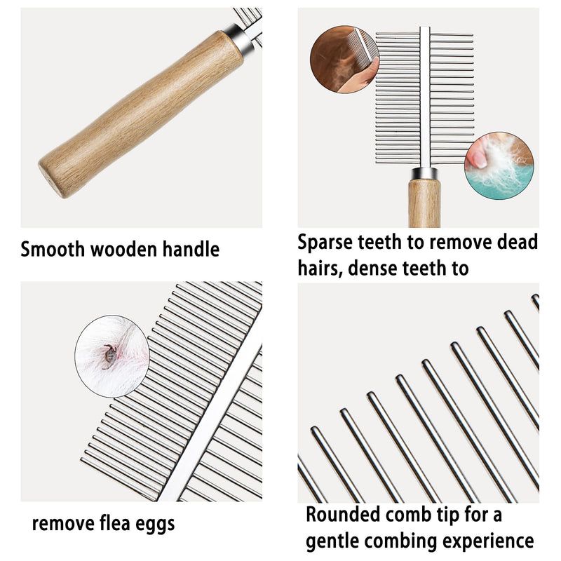 Undercoat Rake for Dogs, 3 Pack Pet Grooming Brush Set Long Tooth Rake Brush & Double-Sided Teech Comb & Stainless Steel Shedding Comb, Long Haired Pet Grooming Tool Set for Horse Large Dog Cat - BeesActive Australia