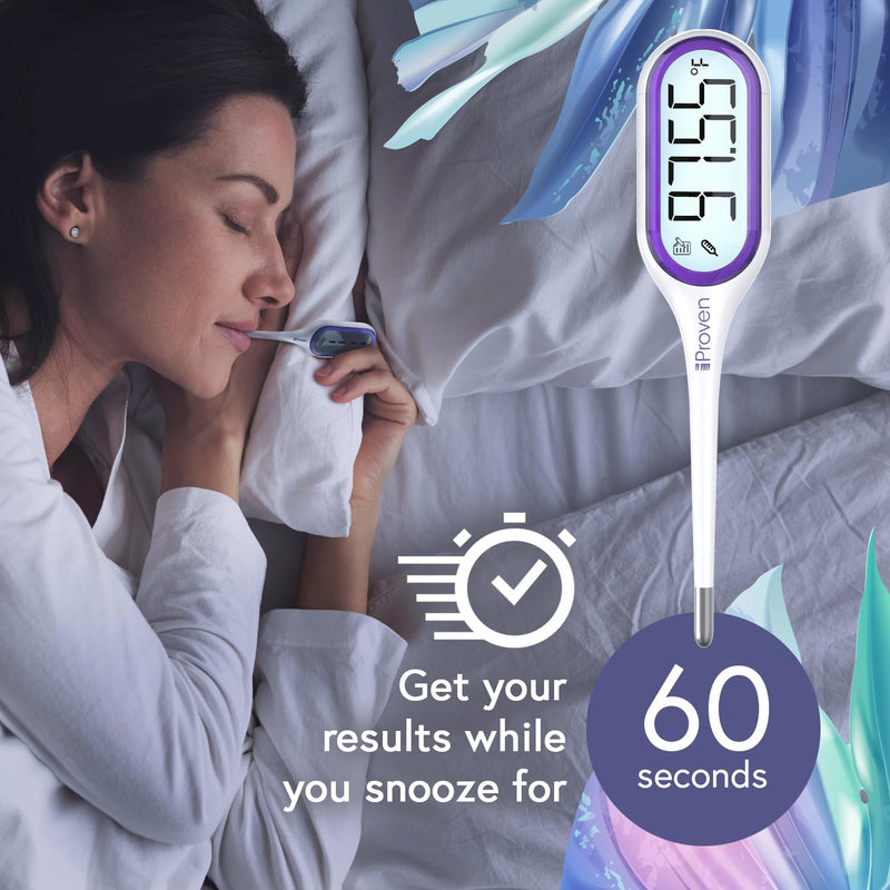 iProven Basal Body Thermometer with Backlight & Big Digits, 1/100 Degree High Precision, BBT for Ovulation Tracking, 30 Memory Recall, Accurate Fertility Temperature Tracker B: Backlight