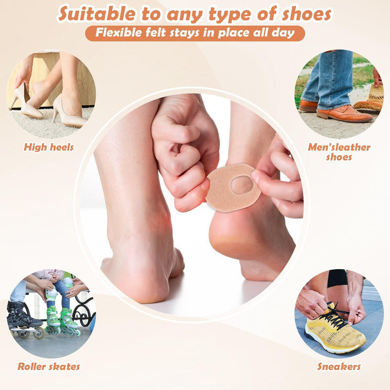 Shynek 72 Pcs Callus Pads Soft Felt Callus Cushion Pads for Bottom of Foot Self Adhesive Foot Callus Cushions, Corn Pads for Feet for Men and Women Pain Relief Foot Care, Beige, Oval Shape 72-beige - BeesActive Australia