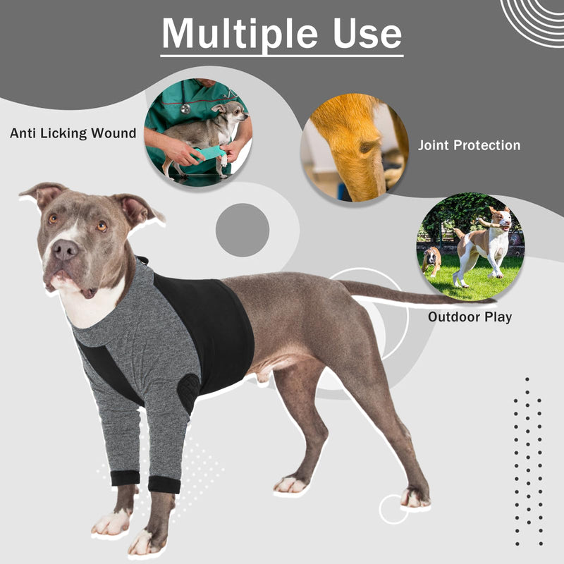 LeLePet Dog Front Leg Recovery Sleeve Elbow Protector Surgical Recovery Suit Dog Leg Wound Joint Protector Anti Licking Short Dog Suit Leg Brace Black Medium - BeesActive Australia