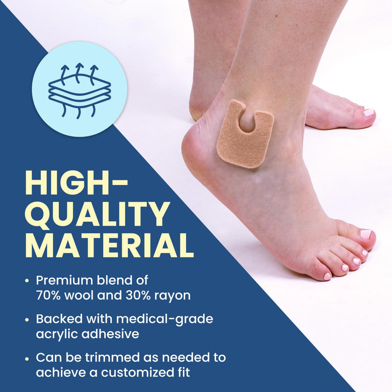 Aetna Foot Products - Adhesive Felt U-Shaped Callus or Toe Pads, Pack of 100, 1/8" Thick