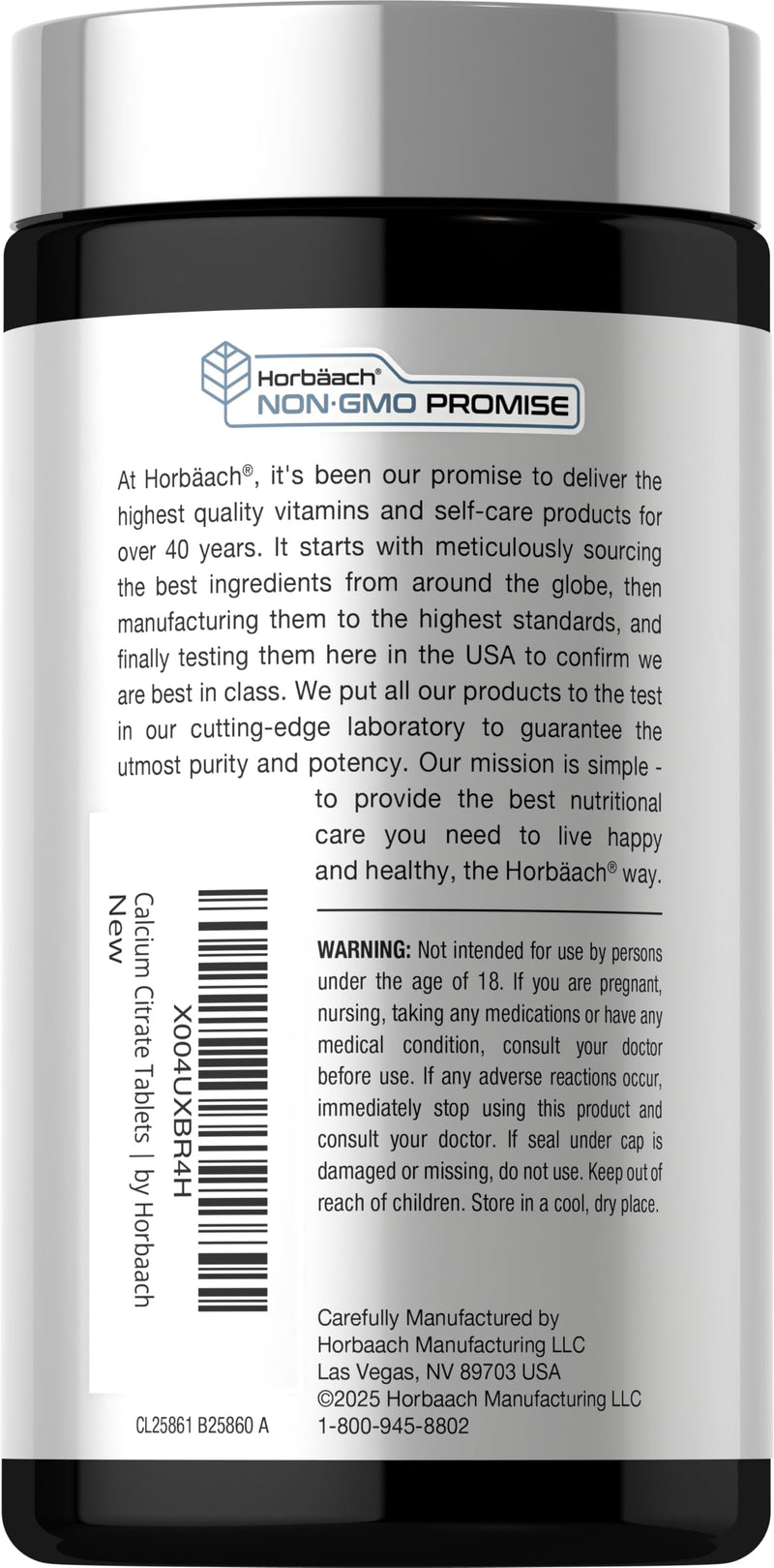 Horbäach Calcium Citrate with Vitamin D3 & Boron | 150 Tablets | Supplement for Men and Women | Vegan, Non-GMO, Gluten Free