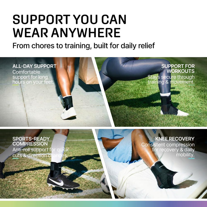 Modvel Ankle Lace Up Brace, Adjustable Ankle Brace for Women and Men, Figure 8 Strapping with Soft Pads for Sprained Joint Stability and Natural Movement Small Black - BeesActive Australia