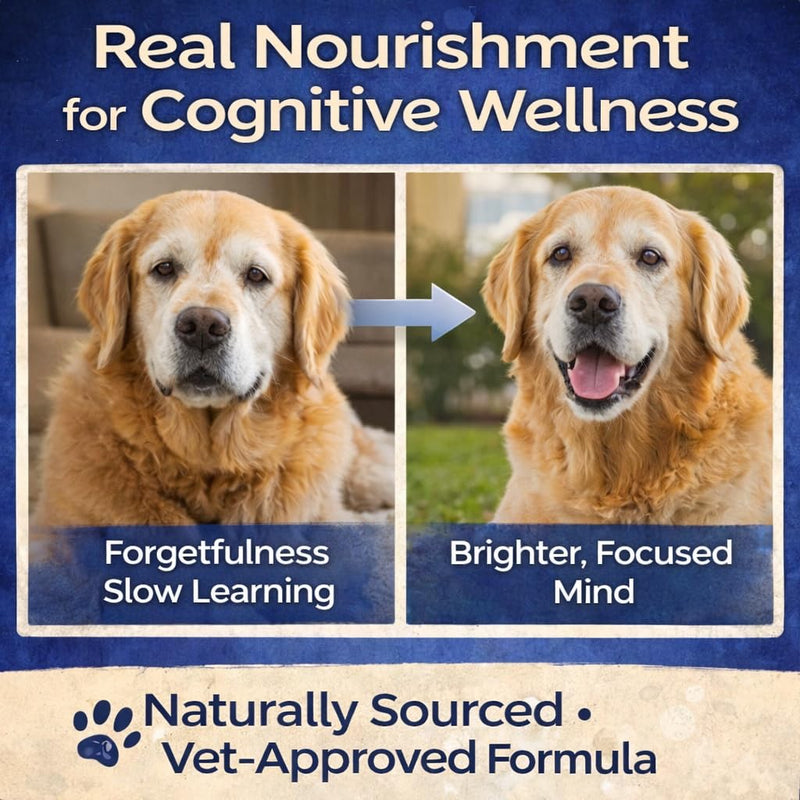 Mind & Cognitive Chews for Senior Dog | Brain Function, Memory & Alertness Support | Dog Supplements with Lion's Mane, DHA & Phosphatidylserine | 120 Chicken Flavour Chews