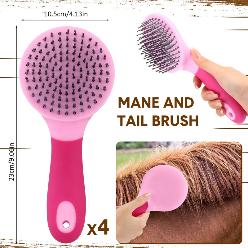 Zhehao 4 Pack Mane and Tail Brush Mane and Tail Horse Brush with Grip, Random Color - BeesActive Australia