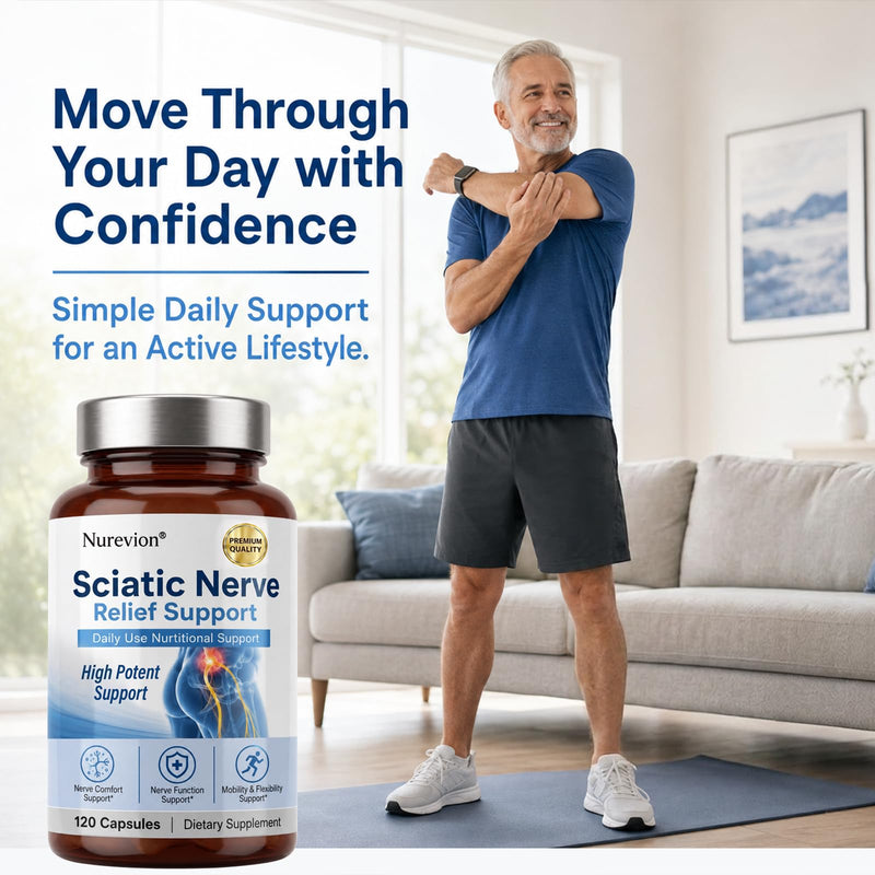 Sciatic Ner-ve Rel-ief, Soothe & Comfort Hand, Finger, Waist, Buttock, Leg, Foot, Nutritional Support Supplement Capsules for Sciatica, Rich in Vitamins, Natural Ingredients, 120 Capsules