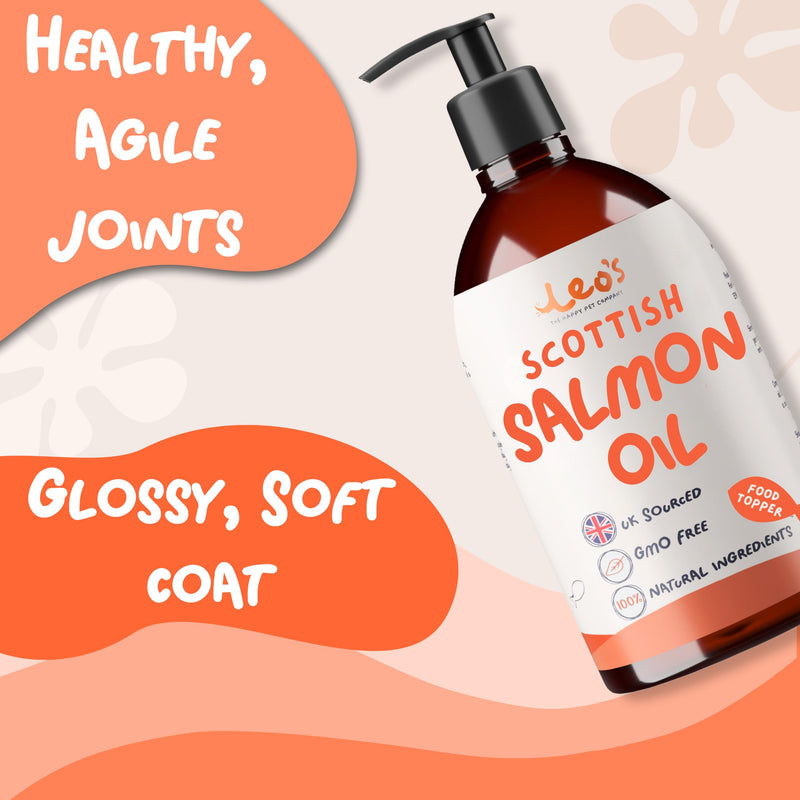 Leo's Salmon Oil for Dogs and Cats | Premium 100% Natural Food Topper Fish Oil for Dogs and Cats | 300ml Enhances Coat Shine, Joint & Brain Health, Itchy or Dry Skin, and Dandruff Hair Treatment