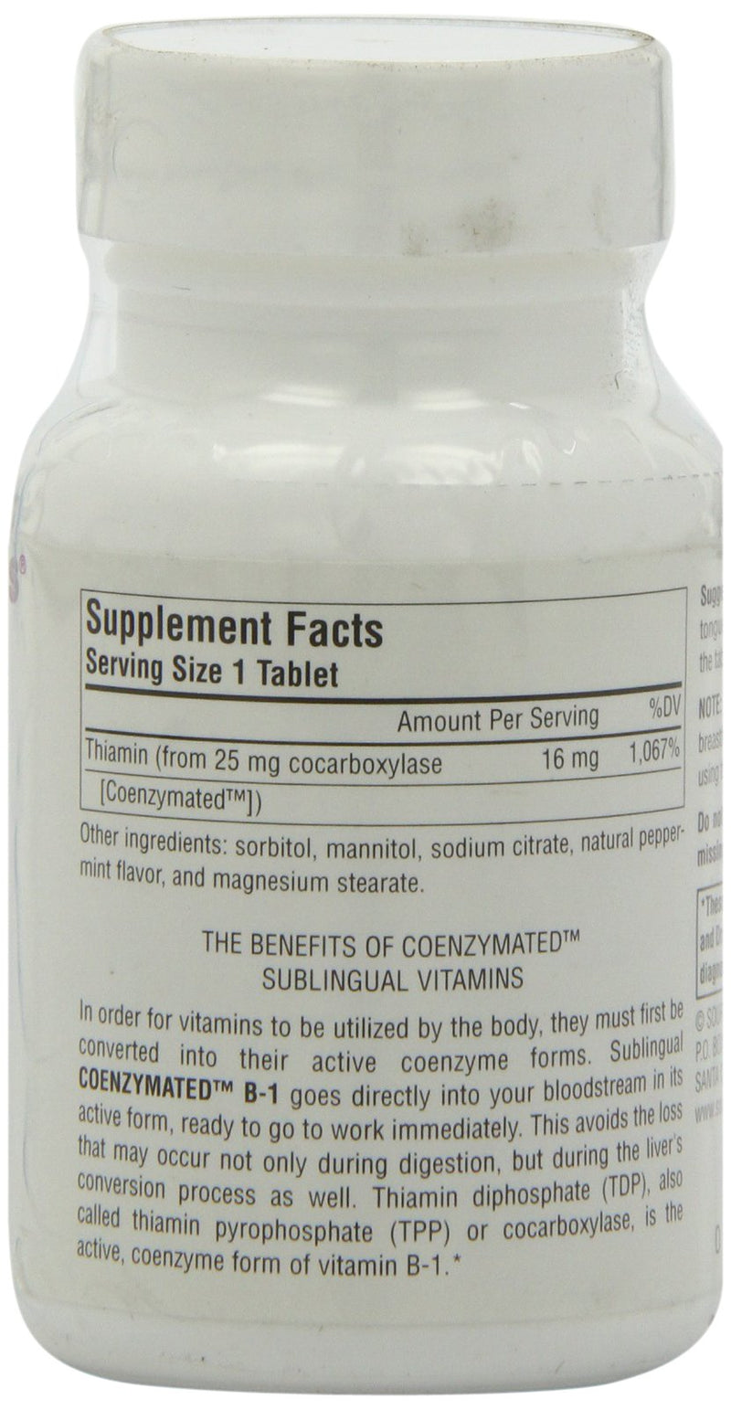 Source Naturals Coenzymated B-1, Cocarboxylase, 25 Mg, 30 Count 30 Count (Pack of 1)