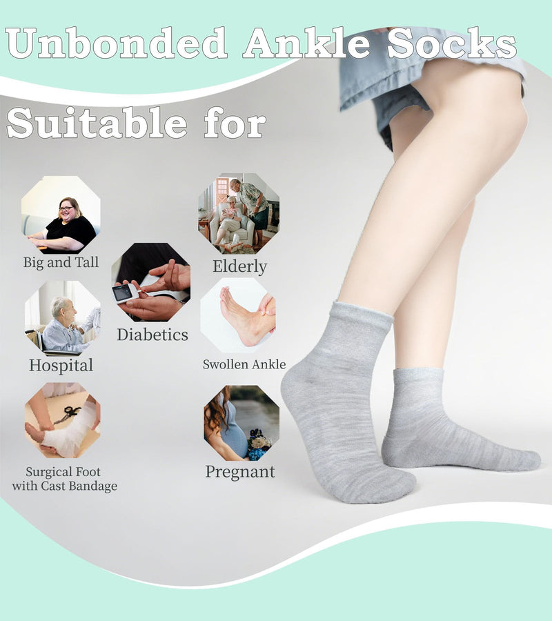 Women's Diabetic Ankle Socks Super Wide for Swollen Bariatric Feet, Neuropathy Non Binding Sock 4 Pairs One Size Sky Blue/Khaki/Bright Yellow/Purple - BeesActive Australia