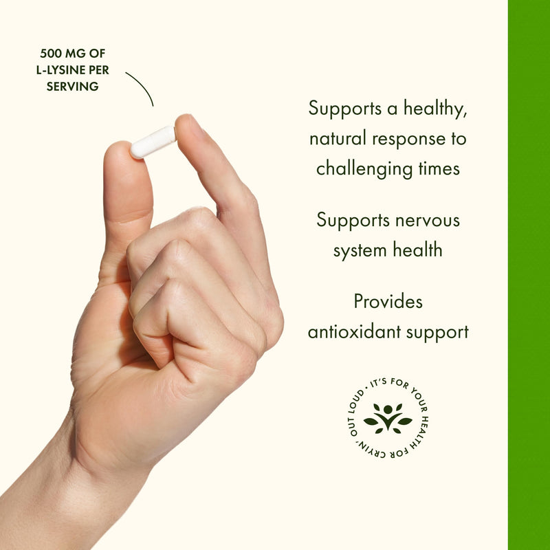 Swanson Free Form L-Lysine - Natural Supplement Promoting Stress Support & Nervous System Health - May Promote Calm Mood & Relaxation - (300 Capsules, 500mg Each) 300 Count (Pack of 1)