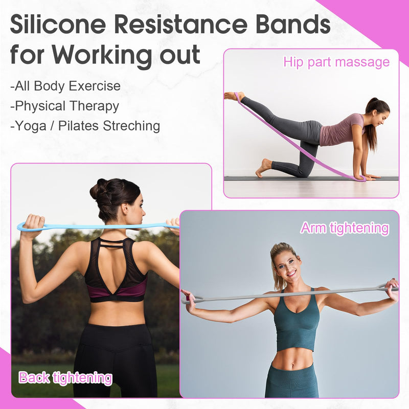 Soulchen 5 Pack Figure 8 Fitness Resistance Bands Elastic Bands(10 Lbs-25 Lbs-35 Lbs-40 Lbs-50 Lbs)for Arm, Back, Chest and Shoulder, Yoga, Pilates, Stretching, Workout Pulling Rope for Women and Men