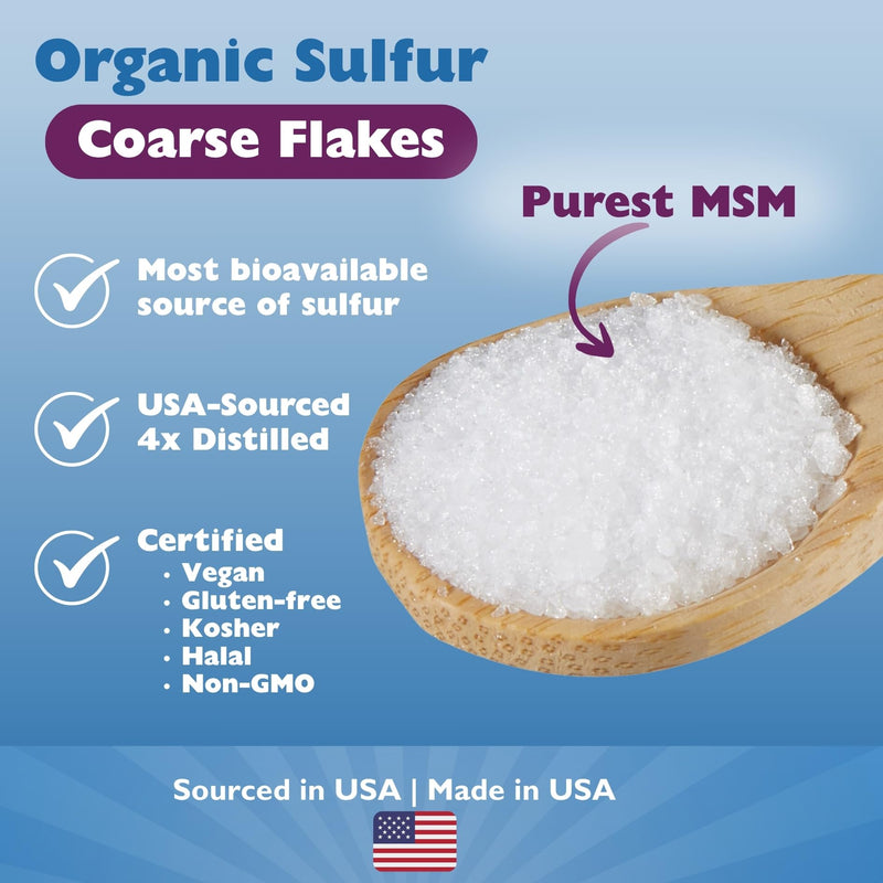 KALA HEALTH MSMPure MSM Powder, Coarse Flakes, US-Sourced MSM, 8.8 oz | OptiMSM Powder Supplement, Organic Sulfur, Vegan, Kosher, Halal, 3rd-Party Tested, Joint Comfort, Mobility, Skin, Hair & Nail Unflavored 8.8 Ounce (Pack of 1)