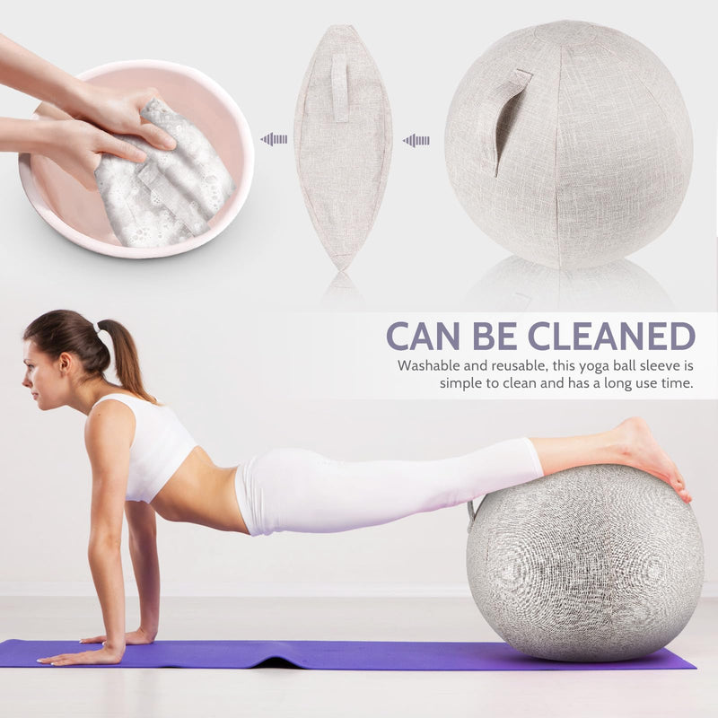 Veemoon Yoga Ball Covers Balance Ball Covers Stability Projector for Office Home Gym Without Yoga 55cm Beige
