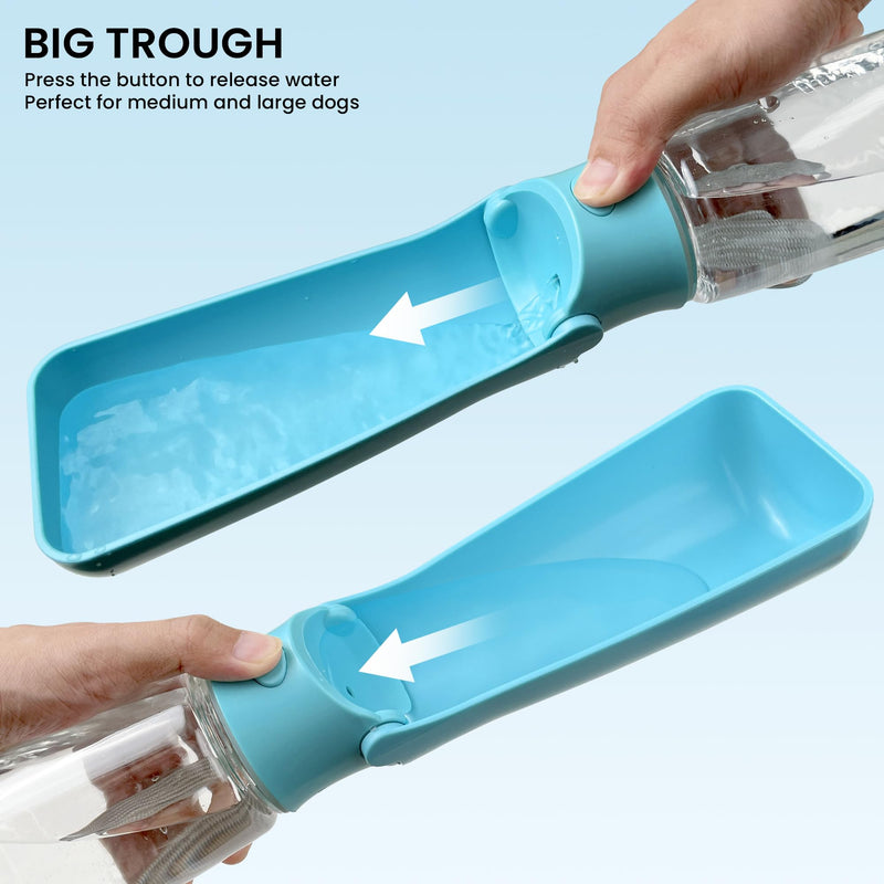 Portable Dog Water Bottle Dispenser [Leak Proof & Foldable] Dog Travel Water Bottle Bowl Accessories for Puppy Small Medium Large Dogs Pet Water Bottles for Dogs Walking Outdoor Hiking 19OZ 19OZ Blue - BeesActive Australia