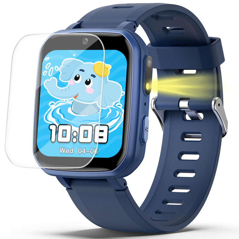 zicor Kids Game Watch Gift with 26 Puzzle Games, Dual Camera, Personal Video Players, Pedometer, Video Recorder, Flashlight, Alarm Clock, Toy for Boys Girls Age 4-12 Years Old, Birthday Gift Blue