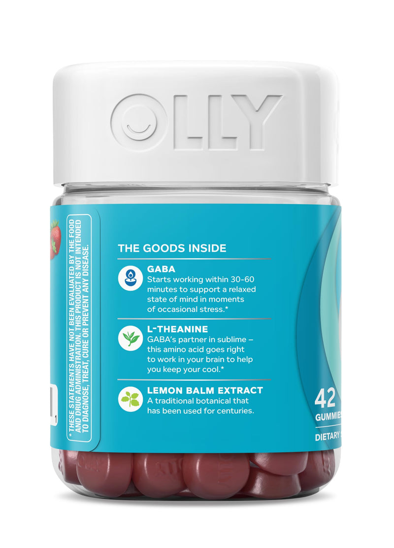 OLLY Goodbye Stress, Stress Support* Supplement, 50mg L-Theanine - 42 Count 42 Count (Pack of 1)