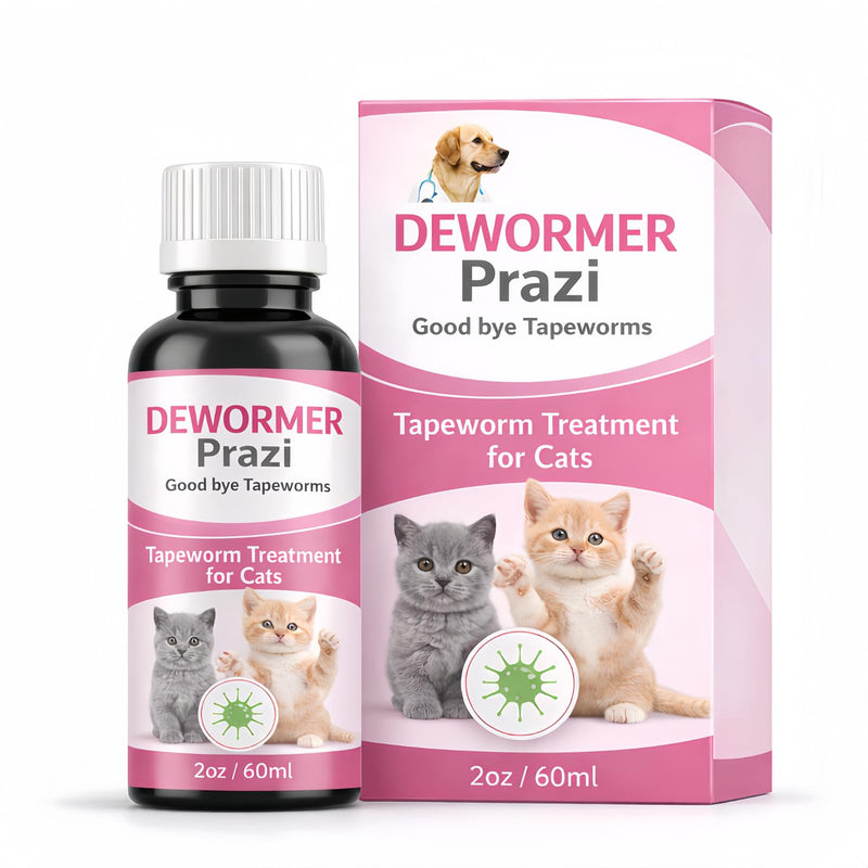 Liquid Cat De-wormer, Say Goodbye to Tapeworms in Cats and Kittens with 1 ml Dropper, Easy-to-Use Liquid Formula, 60ml