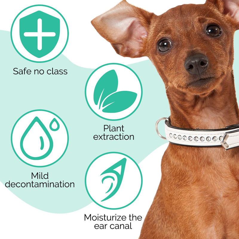 Pet Ear Cleaner for Dogs & Cats, 4 fl oz Ear Cleaning Solution with Soothing Formula - Supports Relief from Itchy Ears, Head Shaking & Wax Buildup - Safe for Puppies & Kittens - 120ml