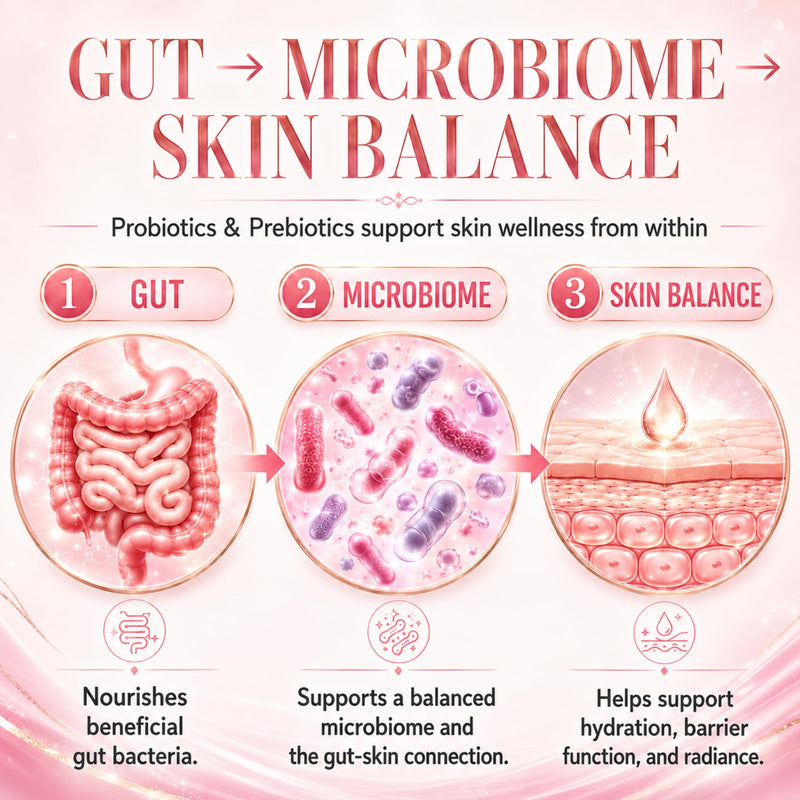 Probiotics for Women, 30 Billion CFU with Prebiotic Inulin, 60 Capsules | Probiotic Prebiotic Blend with Hyaluronic Acid, Rice Ceramides & Grape Seed Extract for Gut-Skin, Hydration & Barrier Support