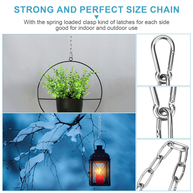 2 Pack Gate Chain Lock for Outdoor Fence with Carabiner, 5/32 x 24 Inch Stainless Steel Link Chains No Fear of being Bent, Easy to Adjust Barn Chain for Livestock Gate, Silver - BeesActive Australia