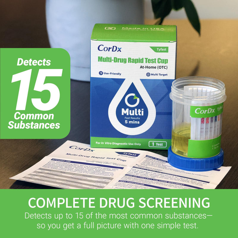 CorDx 15 Panel Screening Cup Kit, Multi-Panel Screening Solution for Home Use, All-in-One Cup, Fast Read Time 1 Count (Pack of 1)