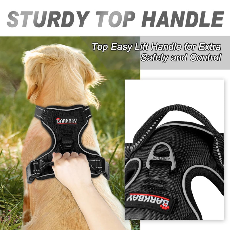 BARKBAY No Pull Dog Harness Front Clip Heavy Duty Reflective Easy Control Handle for Large Dog Walking(Black,L) Large(Chest:27-32") Black - BeesActive Australia