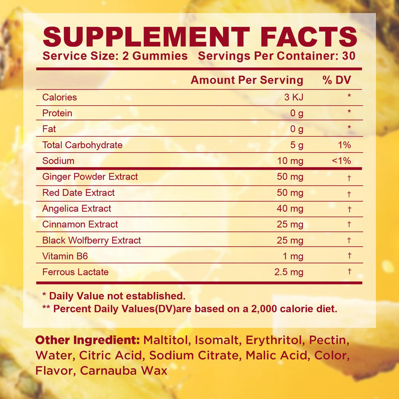 Womb Gummies for Women Ovary & Uterus Cleanse Detox, Pineapple Feminine Balance Fertility Gummies to Help Get Pregnant, Vegan Fertility Support, Gluten-Free, 60 Count