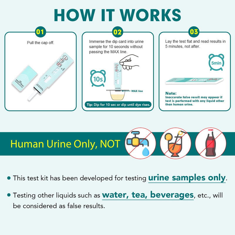 Easy@Home Marijuana Drug Test Kit for Urine - THC Tests for Home Use (10 Pack), Weed Detox Testing Kits with 50 ng/ml Cutoff Level, #EDTH-114 10 Pack