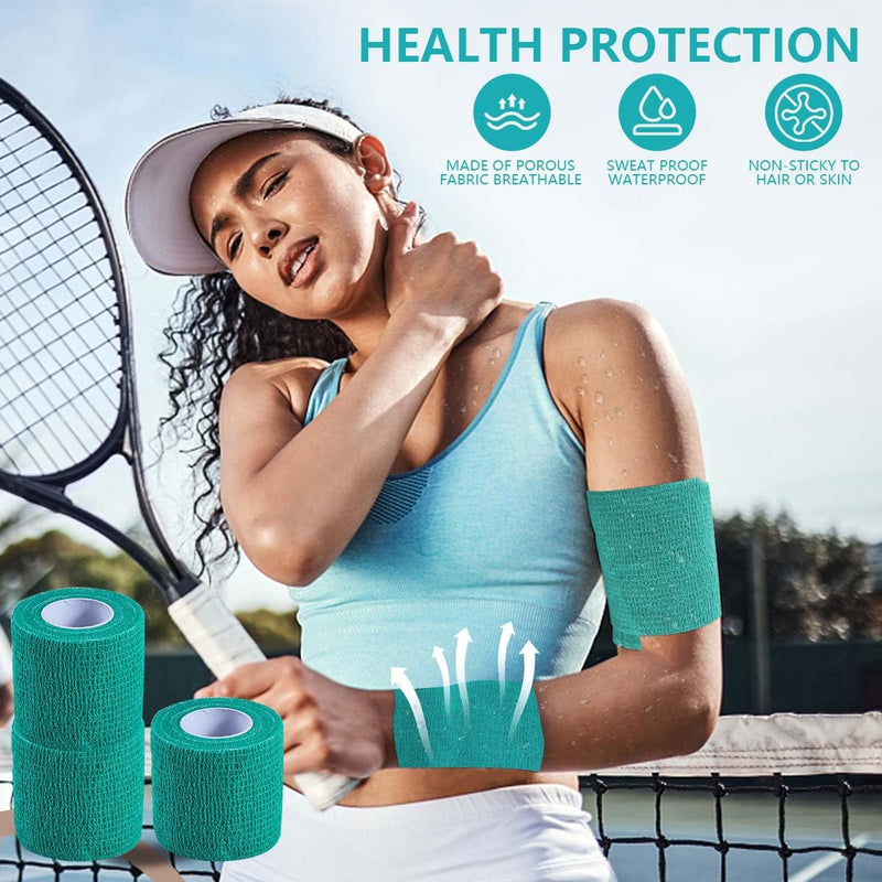 30 Pack 2 Inch x 5 Yards Green Self Adhesive Bandage Breathable Cohesive Bandage Wrap Rolls Elastic Self-Adherent Tape for Stretch Athletic, Sports, Wrist, Ankle 2 Inch, 30 Pack - BeesActive Australia