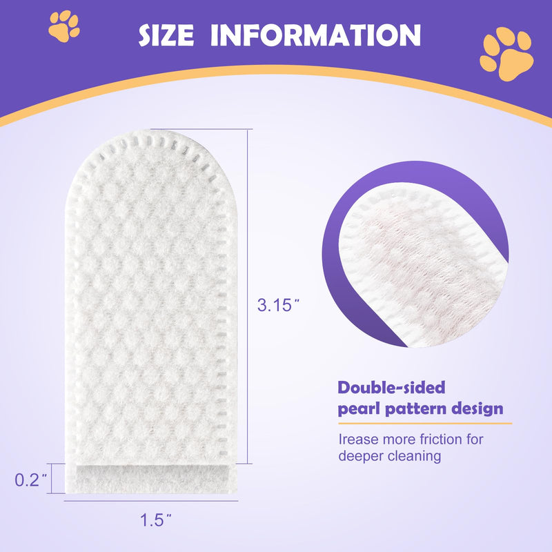 Teeth Cleaning Finger Wipes for Dogs & Cats, Reduces Tartar & Freshens Breath Dental Wipes，Natural Mild Ingredients,Disposable Dog Teeth Cleaning Wipes,50PCS
