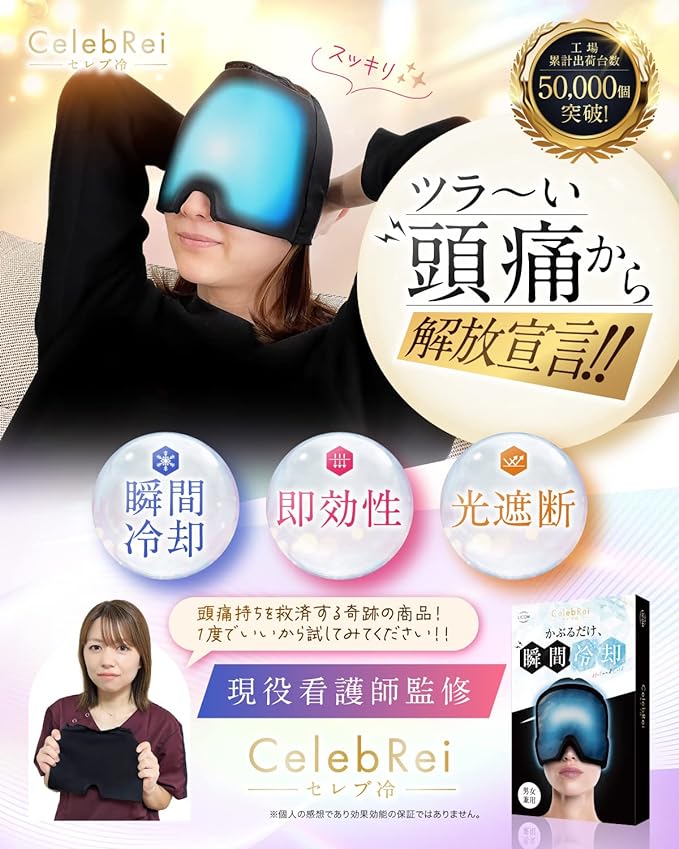 LICOM Celebrity Cooling Gel Mask, For Headaches, Migraines, Ice Pack, Headache Medication, Heatstroke, Supervised by Active Nurses -  Australia