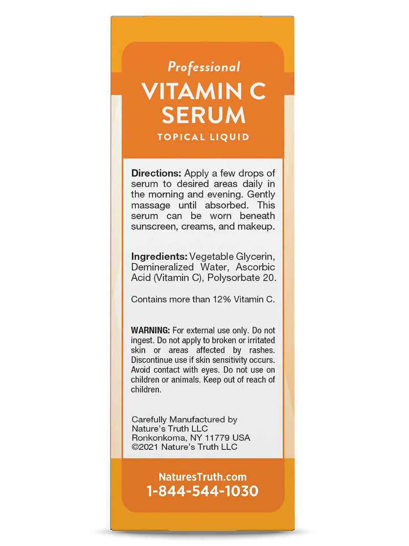 Nature's Truth Vitamin C Serum 2 oz | Oil For Body & Face | Nourishing & Unscented | Nourishing & Unscented 2 Fl Oz (Pack of 1)