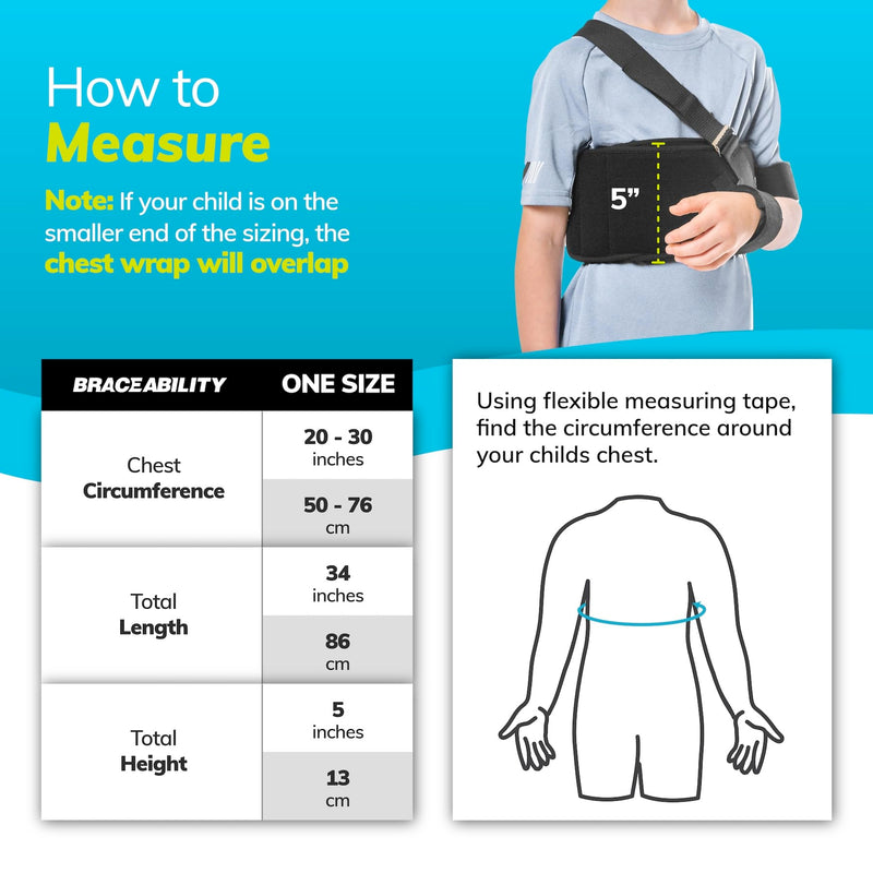 BraceAbility Pediatric Shoulder Immobilizer | Child Size Arm Sling Stabilizer for Broken Collarbone & Shoulder Injuries - Fits Toddlers, Kids, Youth & Teens (20" - 30" Chest Circumference) - BeesActive Australia