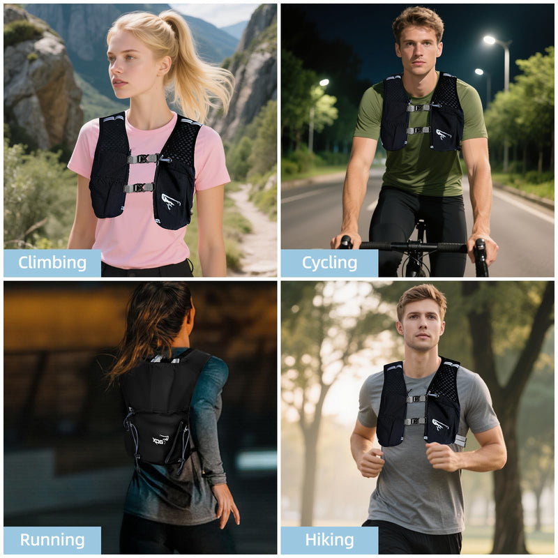 Hydration Backpack for Women Men, Lightweight Running Vest with 1.5L Water Bladder, Breathable Water Backpack for Hiking Running Cycling Climbing-White/Black Black