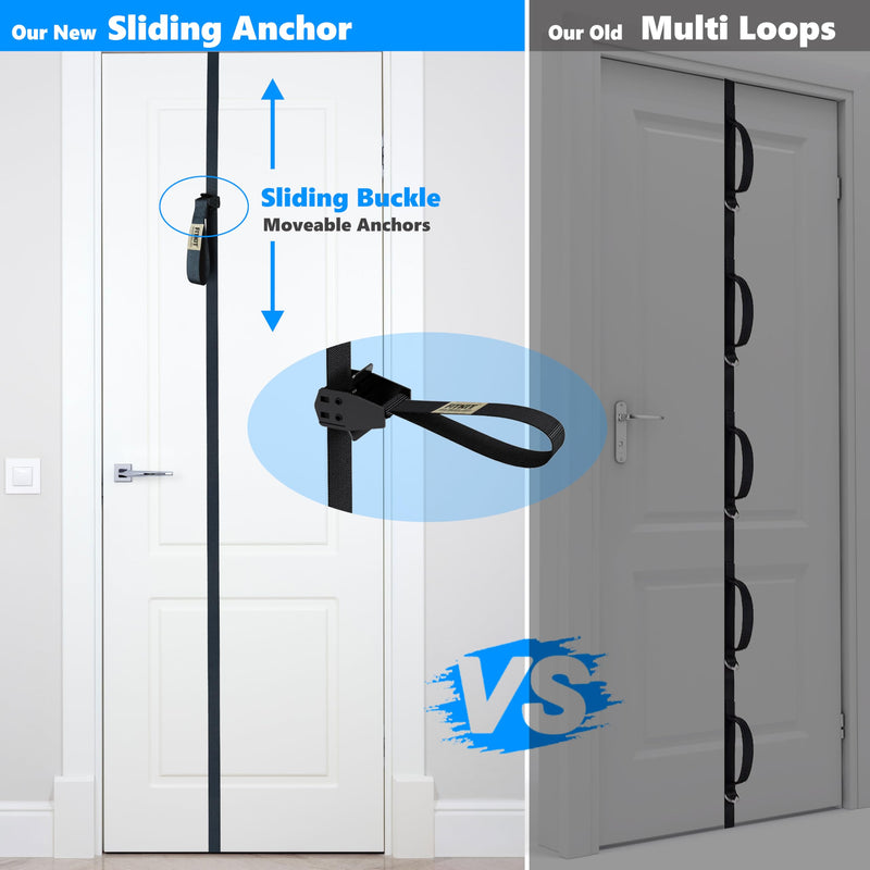 FITKIT Door and Wall Moveable Anchor Straps with Adjustable Multi Point for Resistance Bands, Workout Attachment for Home Gym, Fits 6-8 ft Doors