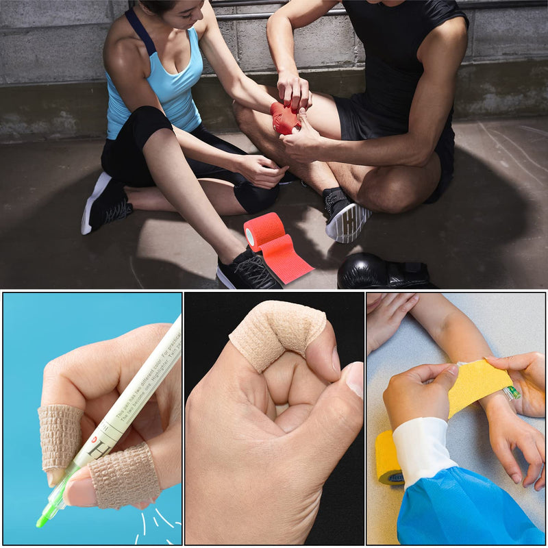 6pcs 2in Self Adhesive Bandage Wraps, Vet Wraps, 12 Colors to Choose, 5 Yard Self Adherent Wraps for Sports, Wrist, Ankle and Swelling 24pcs Skin Color 3 Inch - BeesActive Australia