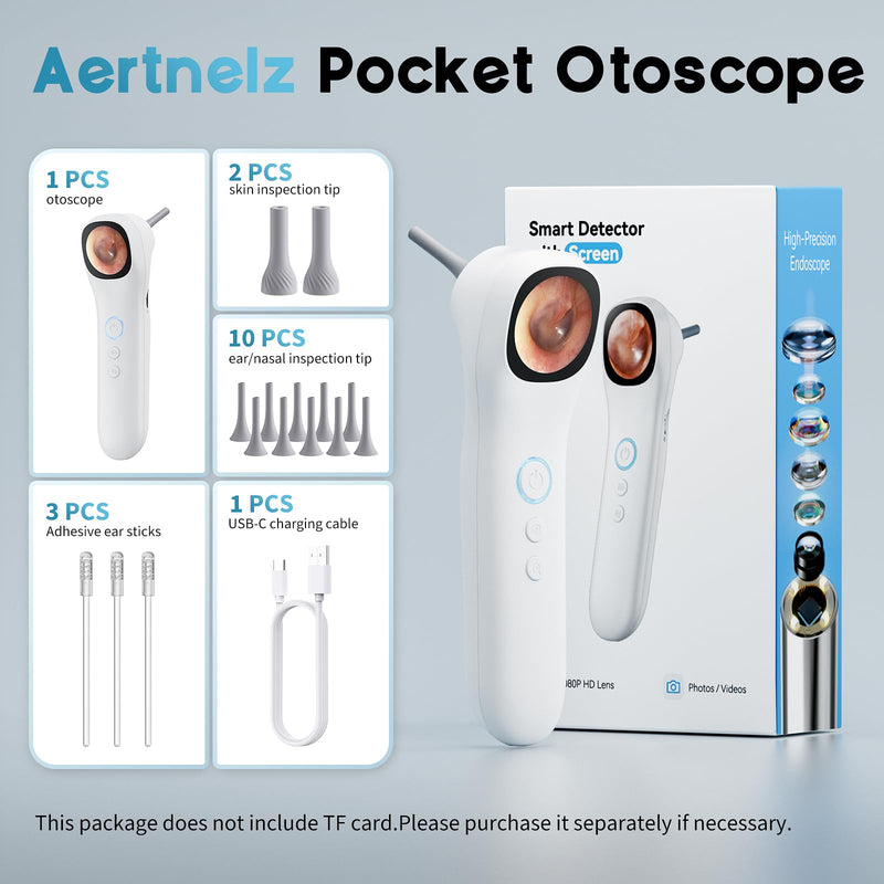 Otoscope Ear Camera with 1.21” Screen, 1080P Ear Scope with 4 LED Lights, Otoscope Camera for Adults Kids, Support Photo & Video, Type-C Charging with Computers, Baby Essentials, Home Medical Simplified – White - BeesActive Australia