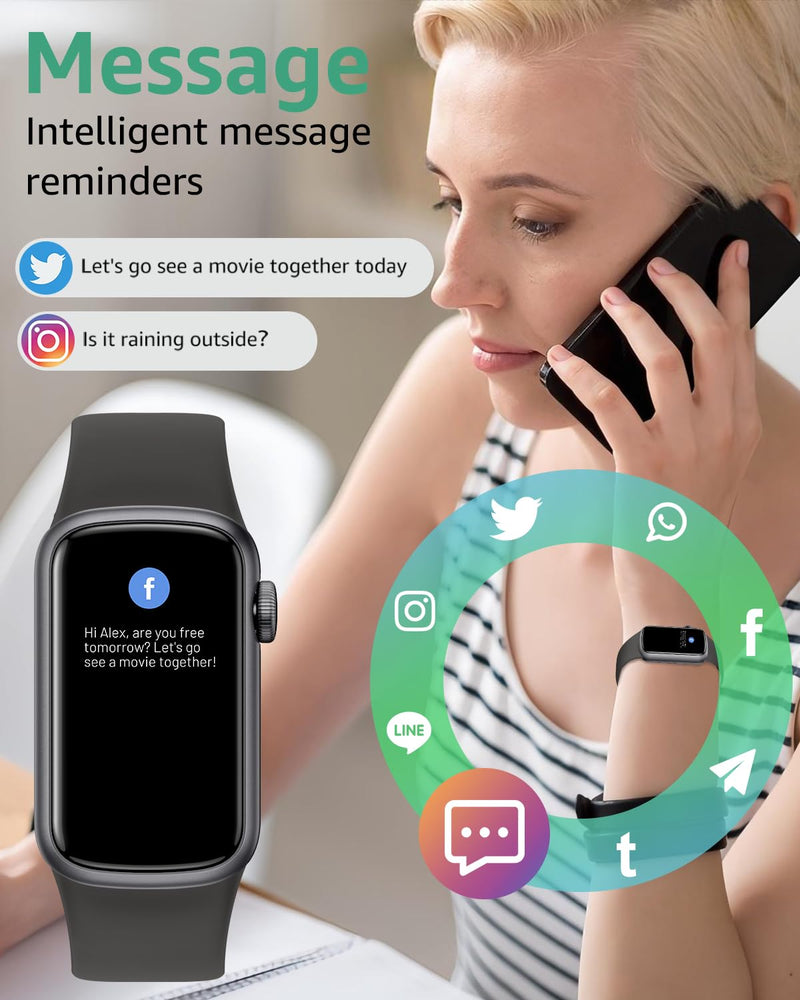 IMFRCHCS Fitness Tracker with Step Counter/Stopwatch, Activity Health Tracker with Blood Pressure Heart Rate Monitor, Sleep Tracker, 137+ Sport Modes, Pedometer Smart Watch, Gift for Women Men Black