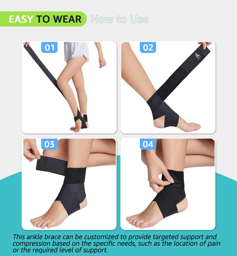 HiRui Ultrathin High-Elastic Ankle Wraps Ankle Brace for Men Women Kids, Adjustable Ankle Straps for Running, Football, Basketball, Sprains, Arthritis, Plantar Fasciitis (Black, Medium (Pack of 1)) Black Medium (Pack of 1) - BeesActive Australia