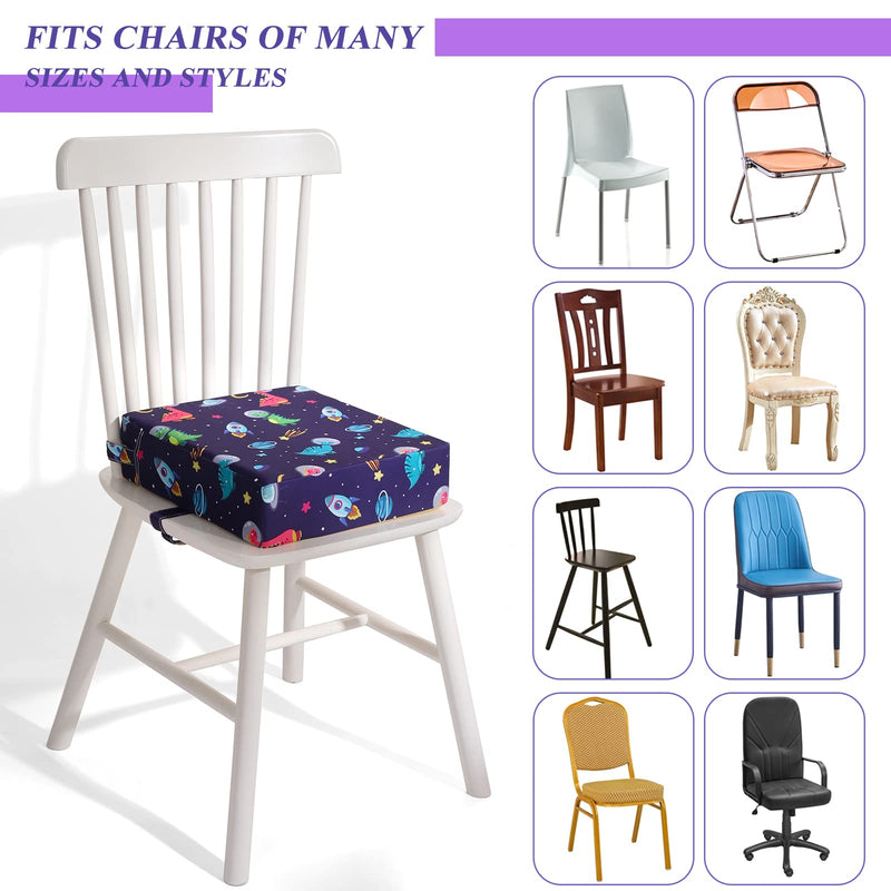 Toddler Booster Seat for Dining Table 45D Cartoon Stronger Support Booster Seat for Dining Table Washable 2 Safer Straps Non-Slip Bottom Portable Booster Chair for Toddlers Kid Baby Eating Travel Home Dark Blue-Dinosaur - BeesActive Australia