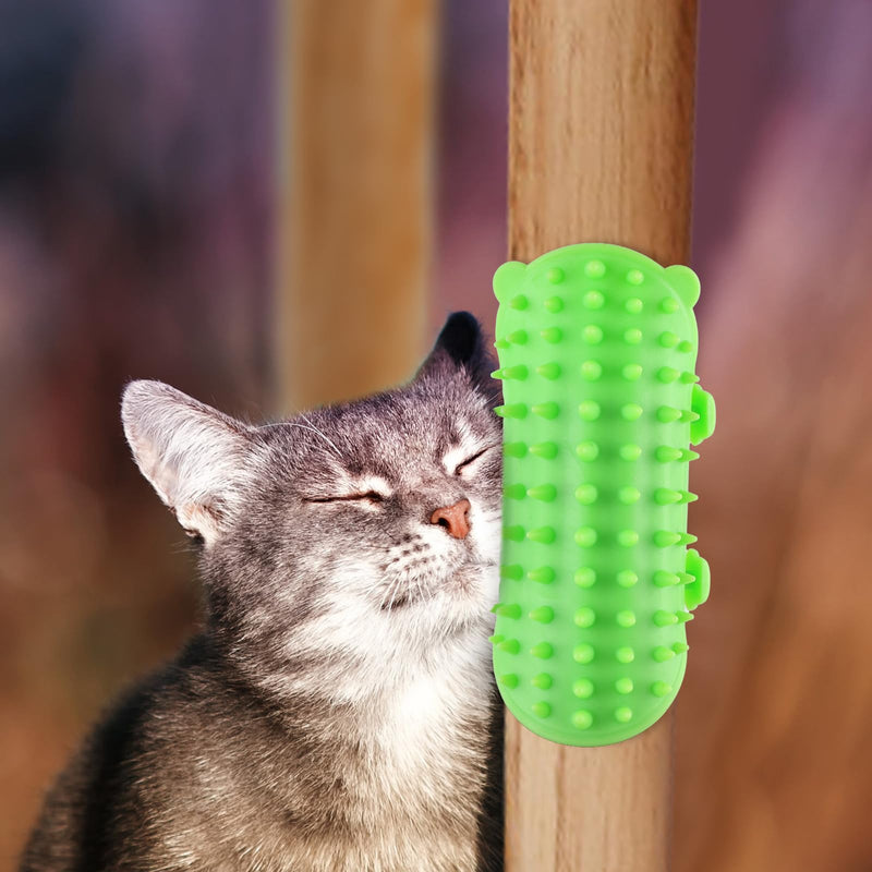 2pcs Self Cleaning Cat Brush, 2-in-1 Tickling Comb Cat Massage Brush Pet Artifact Adjustable Silicone Kitty Grooming Shedding Brush Cat Corner Scartcher Groomer for Short/Long Hair Cats Dogs (Green) - BeesActive Australia