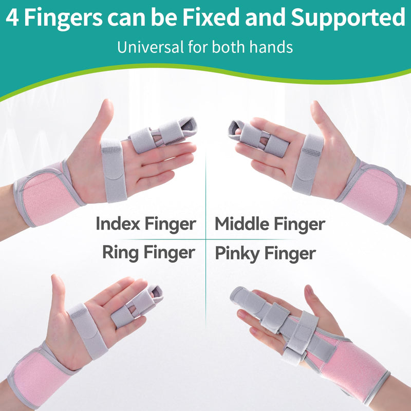 lefeke Trigger Finger Splint, Finger Brace for Middle, Index, Pinky or Ring Finger Support, Hand Splint for Broken Fingers, Arthritis, Fracture, Hand Brace with Fingers Support (Pink) Pink