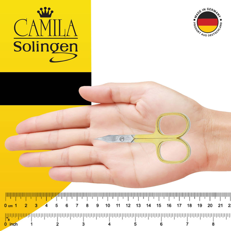 CS03 Professional Nail Cuticle Scissors, Hypoallergenic Gold Plated Sharp Curved Manicure Pedicure Grooming for Finger and Toe Nail Care. Made of Carbon Steel in Solingen, Germany Nail / Cuticle Scissor Combined - BeesActive Australia