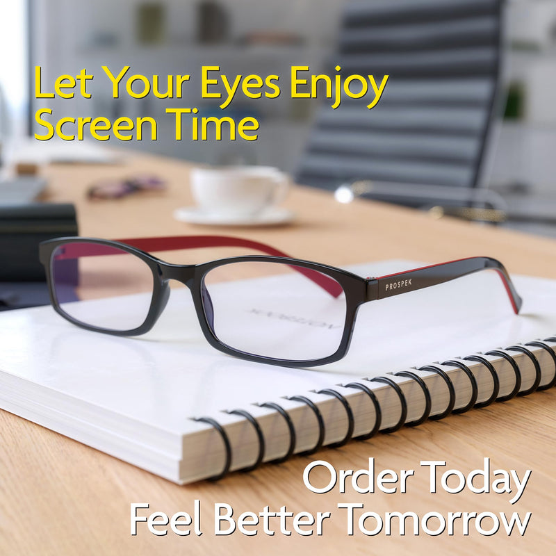 Prospek Blue Light Glasses for Woman and Men ‚Äì Superior 99% Harmfull Blue Light Blocking Computer Glasses, Anti-Glare Bluelight Reading Glasses, Regular, No Magnification Red and Black 0.0 Diopters - BeesActive Australia