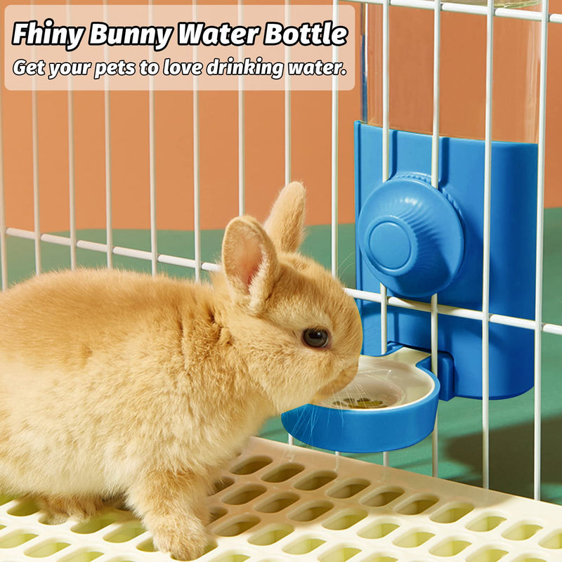 Fhiny Rabbit Water Bottle No Drip, 2 PCS Hanging Guinea Pig Water Dispenser 600ml Small Animal Gravity Automatic Water Feeder for Bunny Guinea Pigs Chinchillas Hedgehogs Ferrets Squirrels (Blue) Blue - BeesActive Australia
