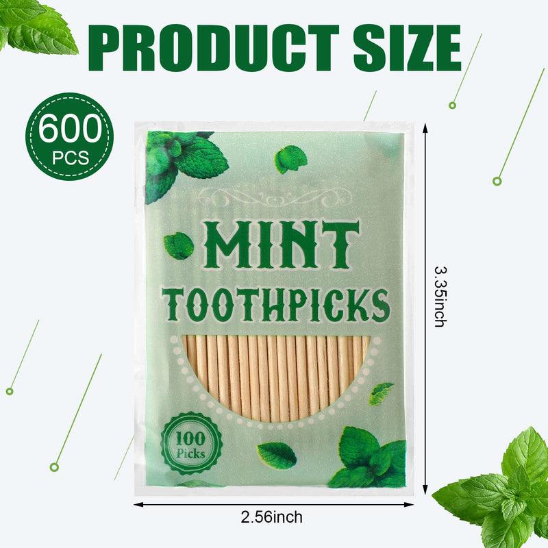 600 Pcs Mint Toothpicks Bulk Flavor Menthol Toothpicks Wood Flavored Toothpicks for Adults Natural Wooden Tooth Pick for Humans Teeth Oral Dental Health - BeesActive Australia