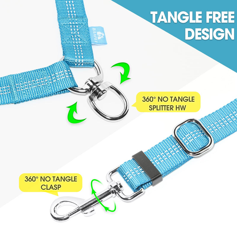 BAAPET Double Dog Leash Splitter, Tangle Free Dual Dog Leash Coupler, Two Dog Walking and Training Extension for Small Medium or Large Dogs (1.0'' x 20~32 Inch, Blue) 2 Splitter (1.0'' x 20-32'') - BeesActive Australia
