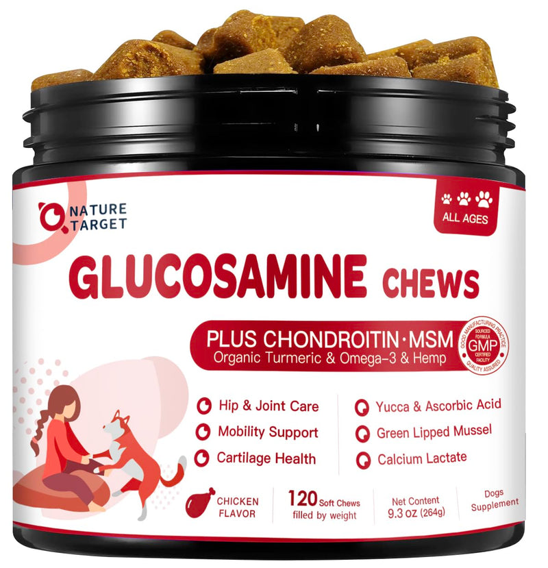 NATURE TARGET Probiotics for Dogs 6 Billion Freeze Dried Probiotics Bundle with Glucosamine for Dogs